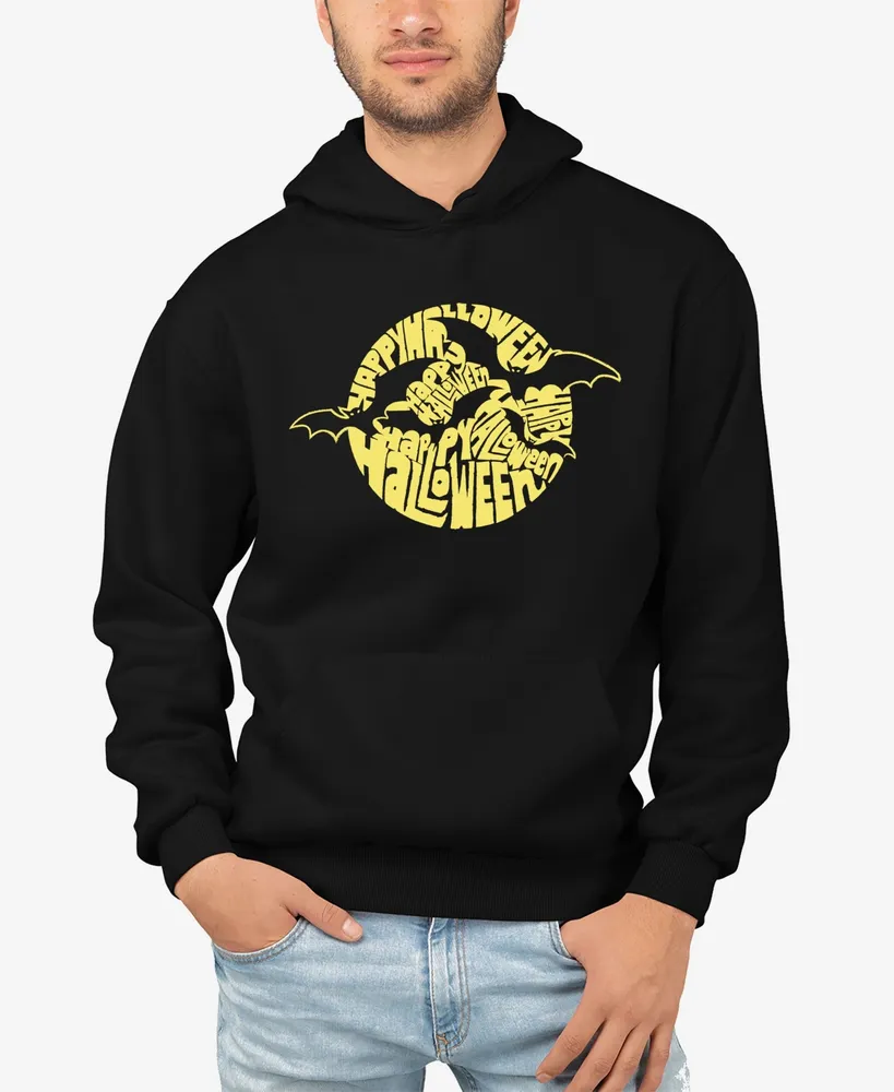 La Pop Art Men's Halloween Bats Word Hooded Sweatshirt