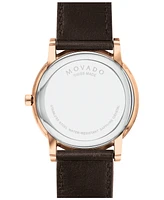 Movado Men's Museum Classic Swiss Quartz Brown Genuine Leather Strap Watch 40mm