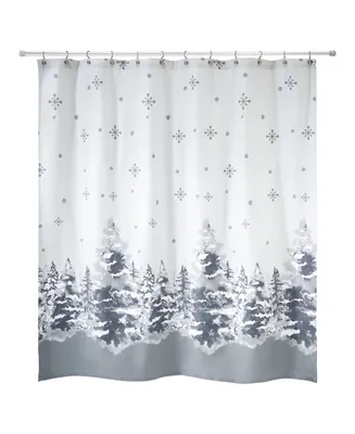 Avanti Silver Trees Holiday Printed Shower Curtain, 72" x 72" - Silver