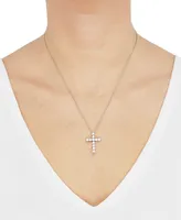 Grown With Love Lab Grown Diamond Cross Pendant Necklace (1 ct. t.w.) in 14k White Gold, 16" + 2" extender
