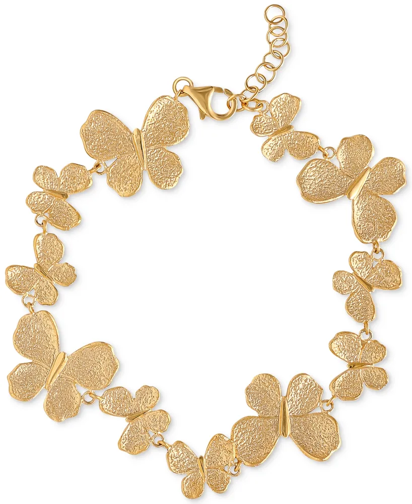 14K Gold 7.25 Inch Link Butterfly Link Bracelet