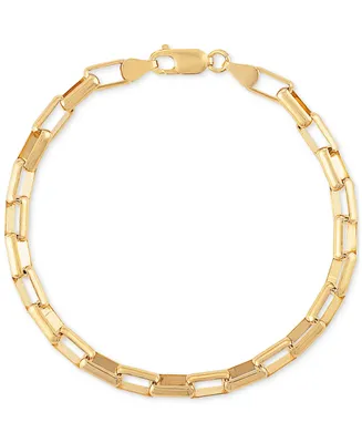 Esquire Men's Jewelry Elongated Box Link Chain Bracelet in 14k Gold-Plated Sterling Silver, Created for Macy's