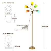 Brightech Medusa Modern 78" Led 5-Light Floor Lamp with Interchangeable Shades