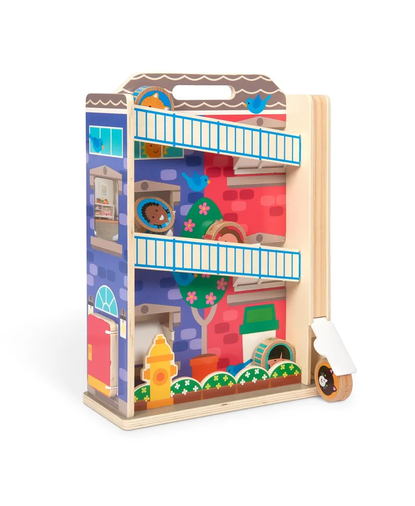 Melissa and Doug Go Tots Wooden Town House Tumble with 3 Piece Disks Set