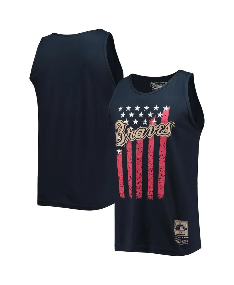 Men's Mitchell & Ness Navy Atlanta Braves Cooperstown Collection Stars and Stripes Tank Top