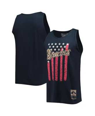 Men's Mitchell & Ness Navy Atlanta Braves Cooperstown Collection Stars and Stripes Tank Top
