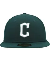 Men's New Era Green Cleveland Guardians Logo White 59FIFTY Fitted Hat