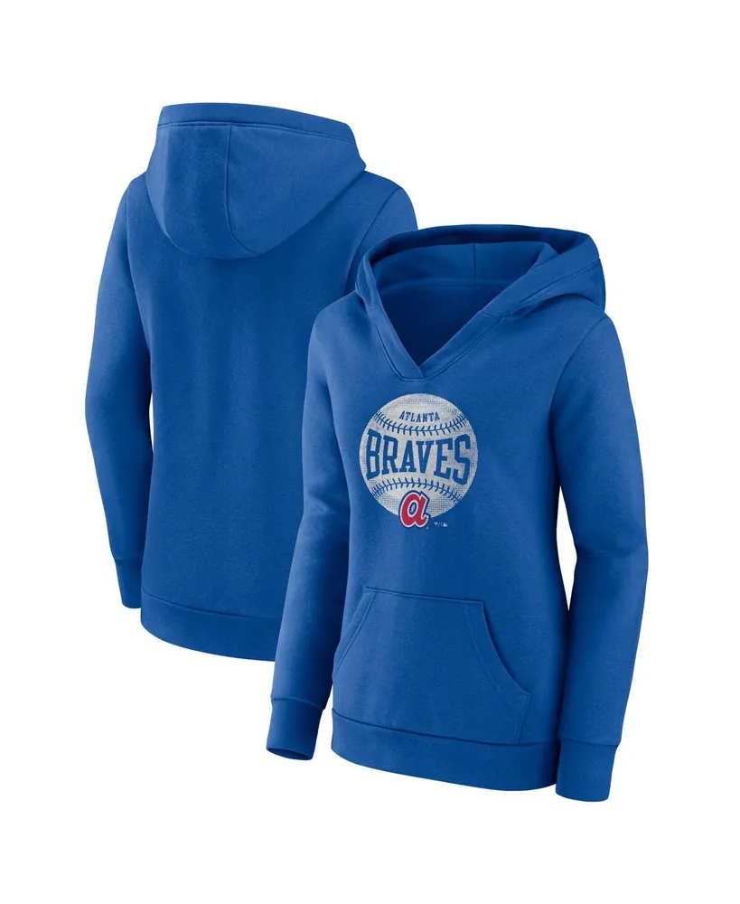 Women's Fanatics Royal Atlanta Braves Slider Crossover V-neck Pullover Hoodie