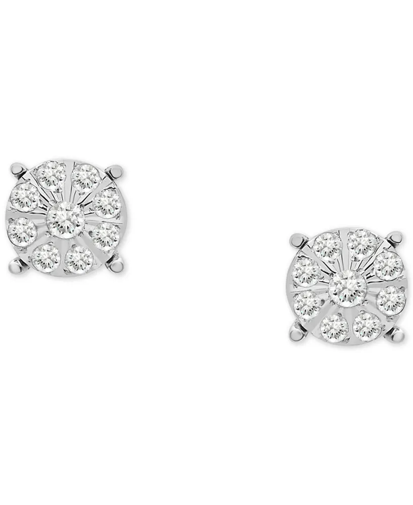 Diamond Cluster Stud Earrings (1/5 ct. t.w.) in Sterling Silver