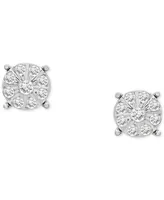 Diamond Cluster Stud Earrings (1/5 ct. t.w.) in Sterling Silver