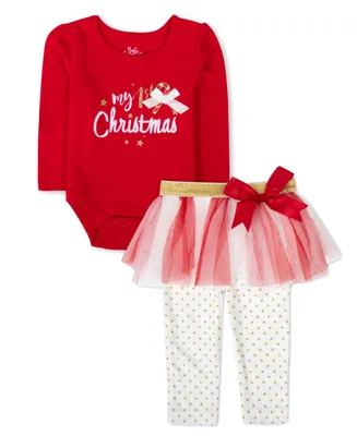 Baby Essentials Girls My 1st Christmas Skegging and Bodysuit, 2 Piece Set