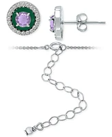 Giani Bernini 2-Pc. Set Blue Topaz, Cubic Zirconia & Enamel Pendant Necklace Matching Stud Earrings (Also Amethyst, Lab-Created Ruby, Lab