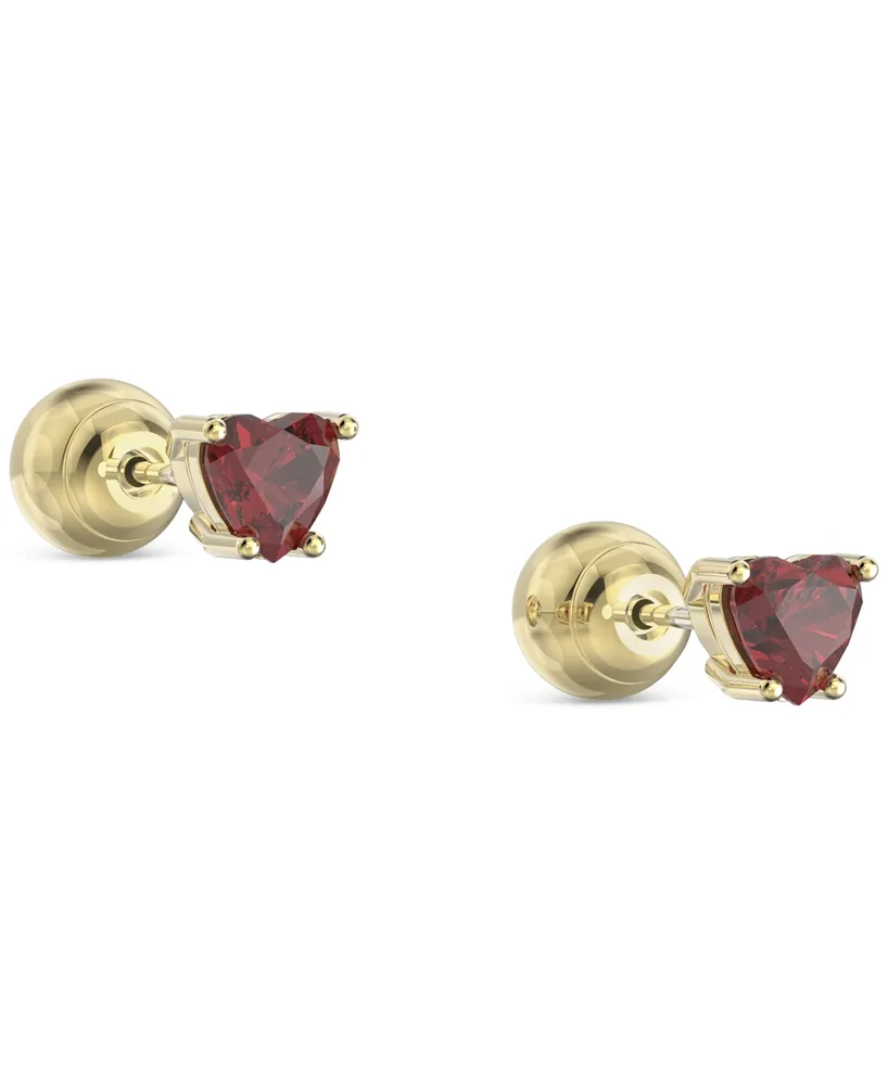 Swarovski Gold-Tone Crystal Heart Stud Earrings