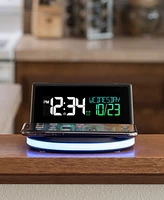 La Crosse Technology 617-148 Wireless Charging Alarm Clock with Glowing Light Base