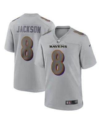 Men's Nike Lamar Jackson Gray Baltimore Ravens Atmosphere Fashion Game Jersey