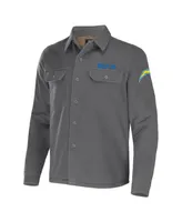 Men's Nfl x Darius Rucker Collection by Fanatics Gray Los Angeles Chargers Canvas Button-Up Shirt Jacket