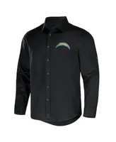 Men's Nfl x Darius Rucker Collection by Fanatics Black Los Angeles Chargers Convertible Twill Long Sleeve Button-Up Shirt