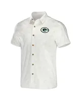 Men's Nfl x Darius Rucker Collection by Fanatics White Green Bay Packers Woven Button-Up T-shirt