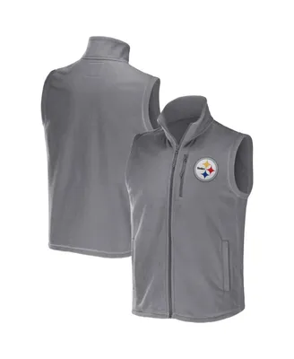 Men's Nfl x Darius Rucker Collection by Fanatics Gray Pittsburgh Steelers Polar Fleece Full-Zip Vest