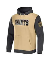 Men's Nfl x Darius Rucker Collection by Fanatics Gold, Charcoal New Orleans Saints Colorblock Pullover Hoodie