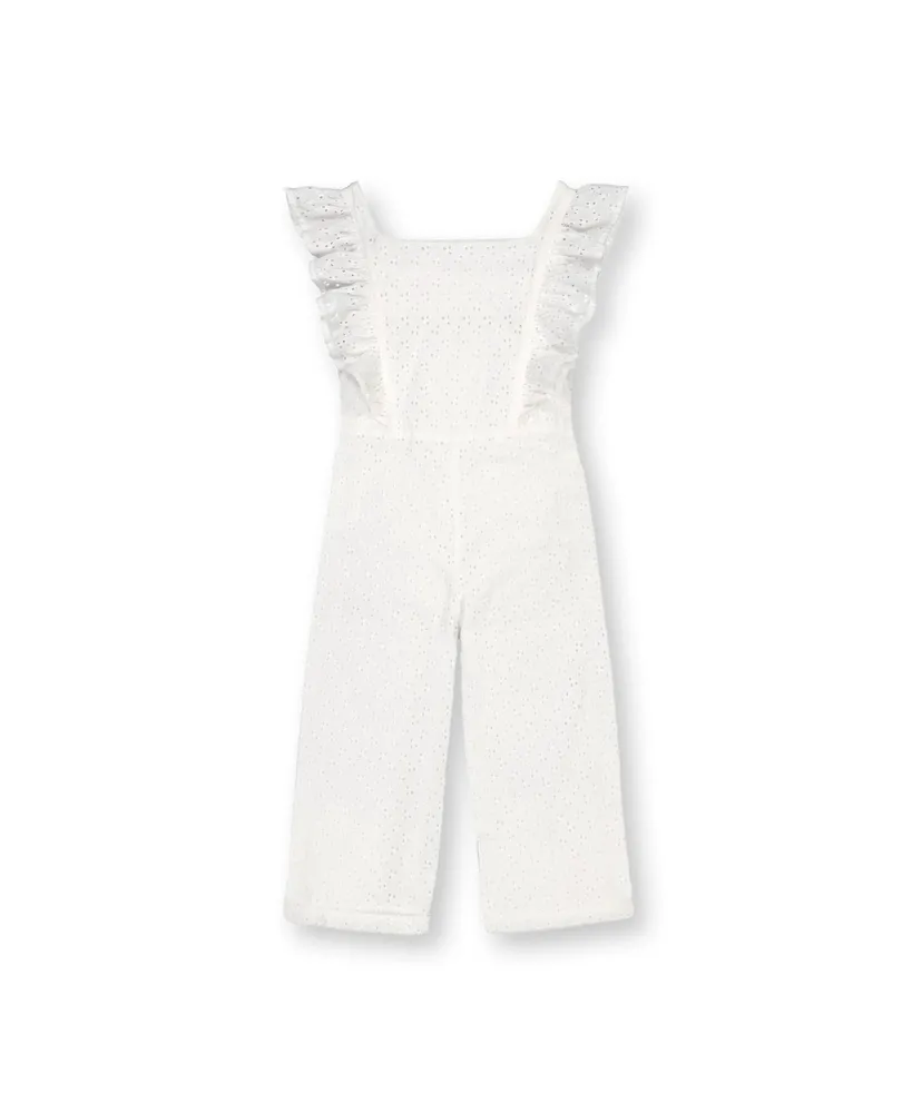 Hope & Henry Baby Girls Wide Leg Short Ruffle Sleeve Jumpsuit