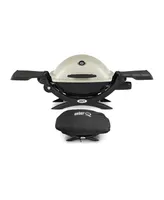 Weber Q1200 Liquid Propane Grill (Titanium) With Grill Cover