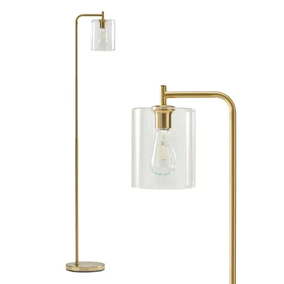 Brightech Elizabeth Led Contemporary Floor Lamp with Glass Shade & Edison Bulb
