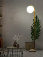 Brightech Luna Drop Led Standing Decor Floor Lamp with Frosted Glass Globe - Antique