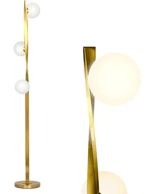 Brightech Nola 60" Contemporary Twisting Led Floor Lamp with Globe Shades