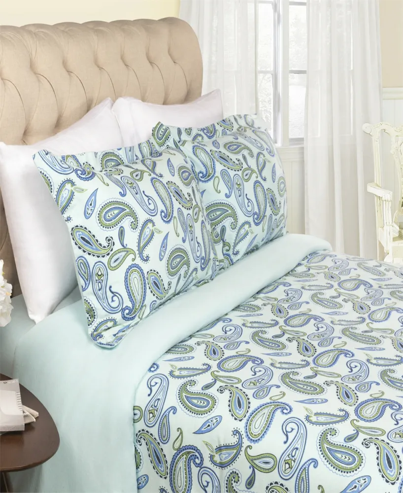 Superior Paisley Solid Twin 3-Piece Duvet Cover Set