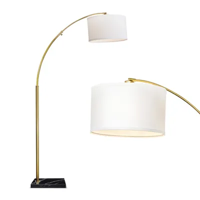 Brightech Logan Led Contemporary Arc Floor Lamp with Marble Base