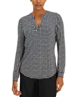 Anne Klein Women's Split-Neck Pearl-Dot Top