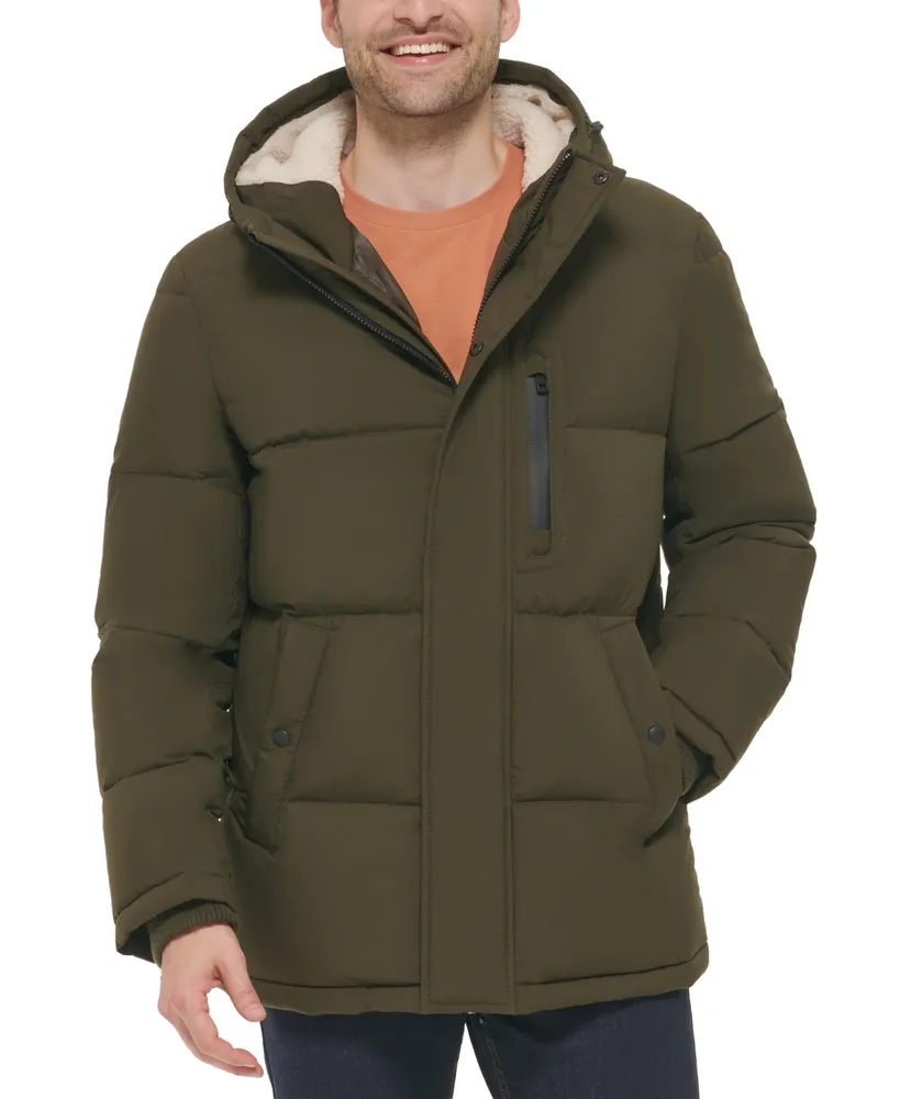 Cole Haan Men's Puffer Coat With Fleece-Lined Hood