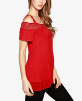 Belldini Women's Embellished Cold-Shoulder Top