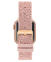 Steve Madden Women's Light Pink Silicone Debossed Swirl Logo Band designed for Apple Watch 42mm (Series 10) & 38/40/41mm - Light Pink, Silver