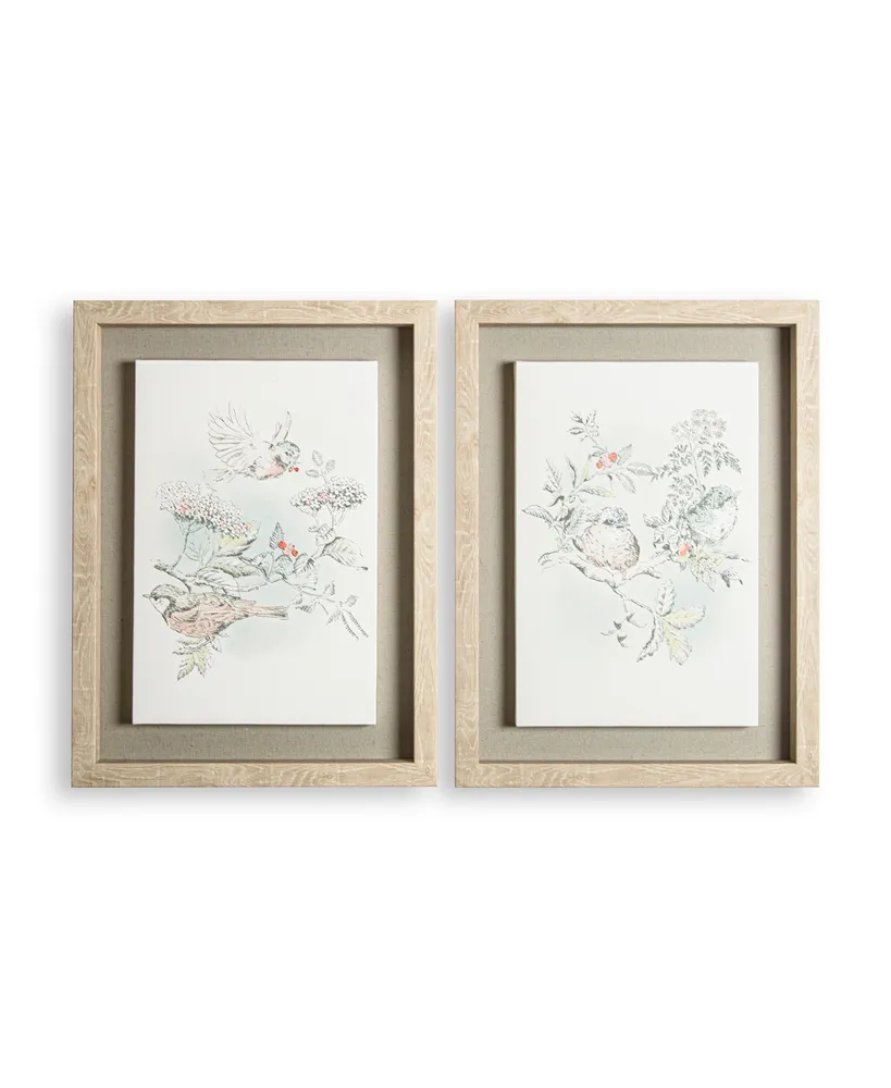 Laura Ashley Elderwood Framed Floating Canvas Wall Art, Set of 2