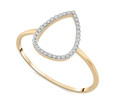 Wrapped Diamond Open Teardrop Ring (1/20 ct. t.w.) 10k Gold, Created for Macy's