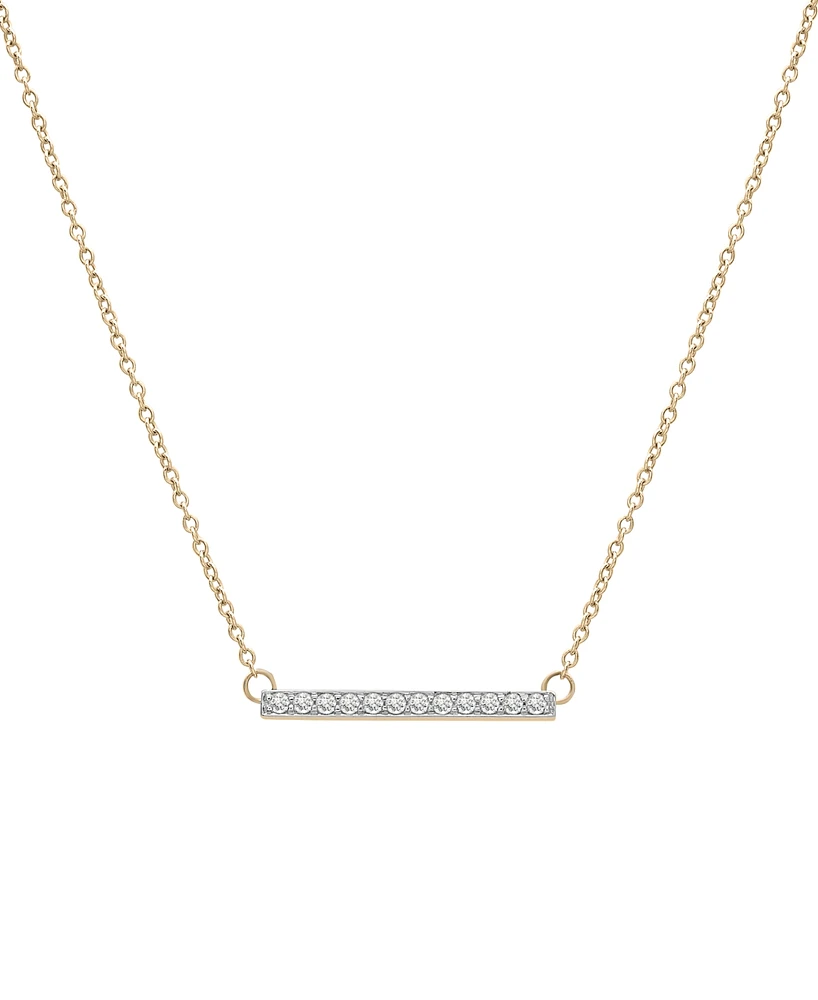 Wrapped Diamond Bar Pendant Necklace (1/6 ct. t.w.) in 14k White Gold or 14K Yellow Gold, 18" + 2" extender, Created for Macy's