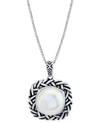 Cultured Freshwater Button Pearl (11-1/2mm) 18" Pendant Necklace in Sterling Silver