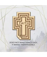 Dexsa Faith Does Not Make Things Meadow Wood Plaque, 6" x 6"