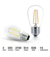 Brightech 15 Pack Bulbs - S14 Bulb, E26 Base, 2 Watt, 2700K Soft White Hue