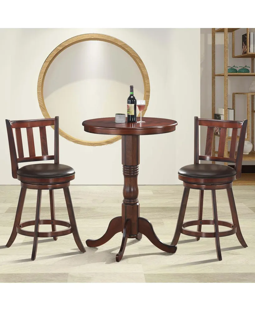 Set of 2 25'' Swivel Bar stool Leather Padded Dining Pub