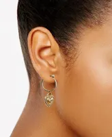 Guess Gold-Tone Crystal Heart Drop Earrings