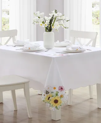 Elrene Sunflower & Daisies Cutwork Tablecloth