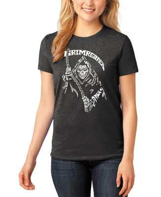 La Pop Art Women's Premium Blend Grim Reaper Word T-shirt