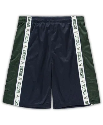 Men's Fanatics Navy and Hunter Green Milwaukee Bucks Big Tall Tape Mesh Shorts