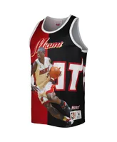 Men's Mitchell & Ness Dwyane Wade Black and Red Miami Heat Sublimated Player Tank Top
