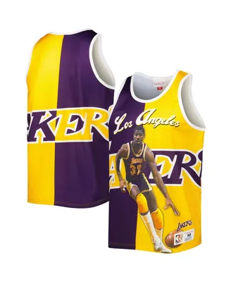 Men's Mitchell & Ness Magic Johnson Purple and Gold Los Angeles Lakers Sublimated Player Tank Top