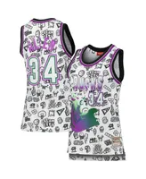 Women's Mitchell & Ness Ray Allen White Milwaukee Bucks 1996 Doodle Swingman Jersey