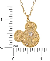 Disney Cubic Zirconia Mickey Mouse Star 18" Pendant Necklace in 18k Gold-Plated Sterling Silver